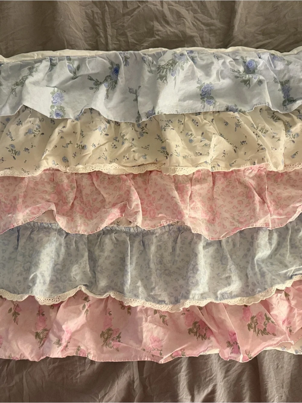 Love Shack Fancy x Pottery Barn Teen Floral Ruffle Pillowcase in Pastel Colors